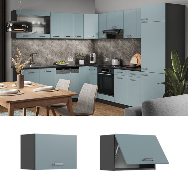 Hängeschrank R-Line Blau-Grau 60 cm Flach Vicco Bild 2