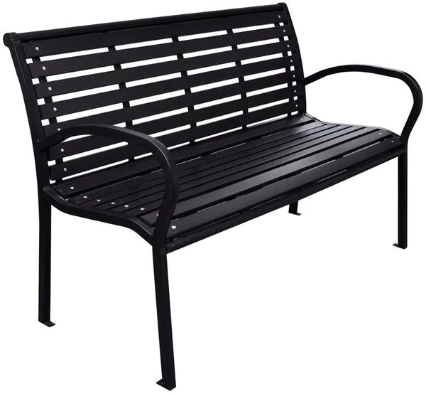 vidaXL Gartenbank Schwarz 116 cm Stahl und WPC 319578
