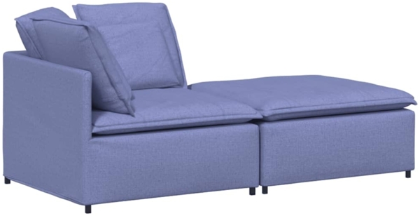 vidaXL Modulares Sofa mit Fußhocker Kissen Stoff Jeansblau 3321217