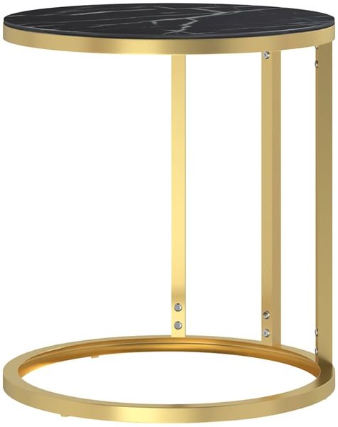 vidaXL Beistelltisch Golden und Schwarze Marmor-Optik 45 cm Hartglas 331663 Bild 3
