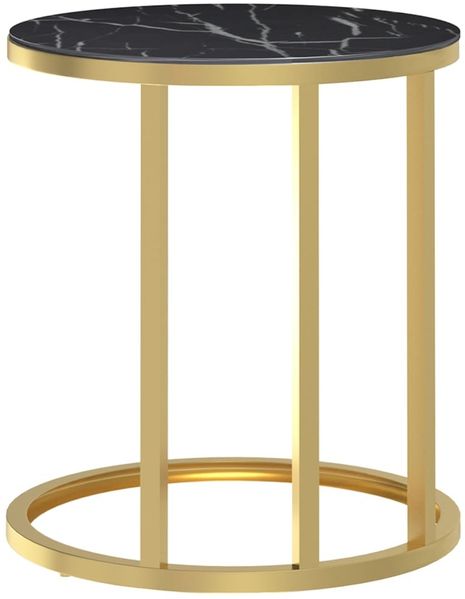 vidaXL Beistelltisch Golden und Schwarze Marmor-Optik 45 cm Hartglas 331663 Bild 4