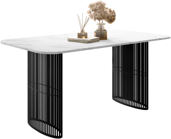Esszimmertisch Abeior (Farbe: Schwarz / Bianco Marmor)