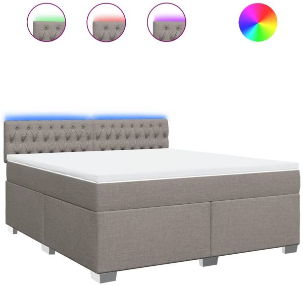 vidaXL Boxspringbett mit Matratze Taupe 180x200 cm Stoff 3288278 Bild 2