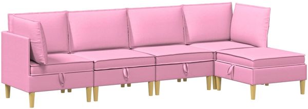vidaXL Modular Sofa Set mit Stauraum 5 pcs Rosa Stoff 3413726 Bild 2