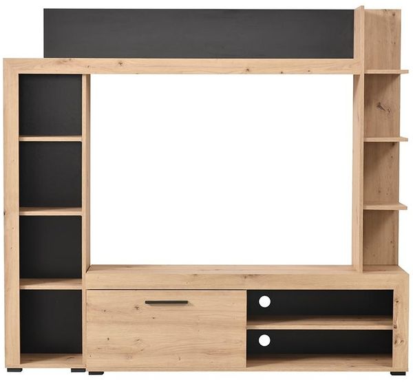 Vente-unique - TV-Wand mit Stauraum - Eichefarben & Anthrazit - BALTIMORE