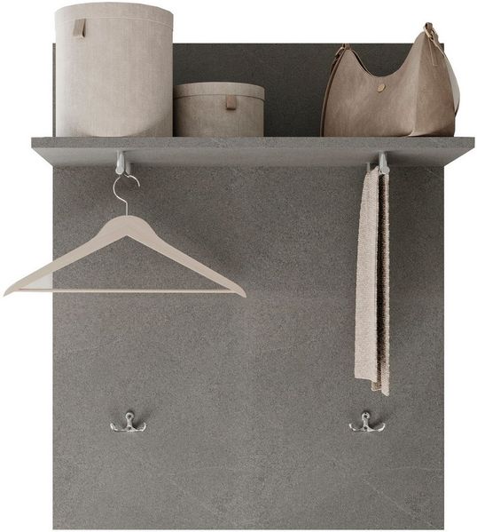OTTO home Garderobenpaneel Pratiko, Breite 63 cm, Höhe 78 cm, Wandpaneel, Wandgarderobe, Flurgarderobe mit Ablage, 2 Kleiderstangen, 2 Kleiderhaken