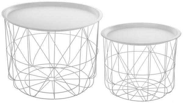 Kaffeetische mit abnehmbarer Platte, 2-er Set, Couchtisch, Metalltisch