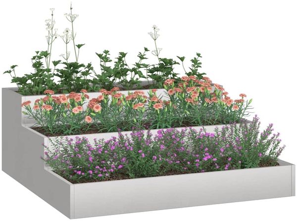 vidaXL Garten-Pflanzgefäß Silber 90 x 90 x 35 cm Edelstahl 865838 Bild 3