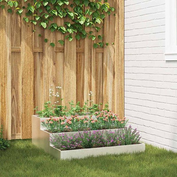 vidaXL Garten-Pflanzgefäß Silber 90 x 90 x 35 cm Edelstahl 865838