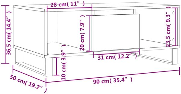 vidaXL Couchtisch Sonoma-Eiche 90x50x36,5 cm Holzwerkstoff 830599 Bild 11