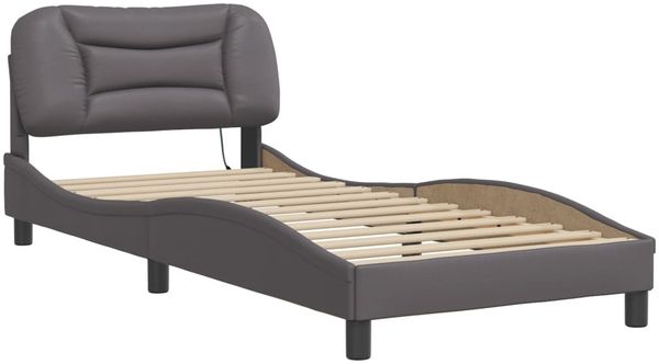 Einzelbettgestell Design für Erwachsene mit LED ohne Matratze Grau 80x200 cm d3544e Bild 3