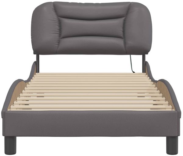 Einzelbettgestell Design für Erwachsene mit LED ohne Matratze Grau 80x200 cm d3544e Bild 6