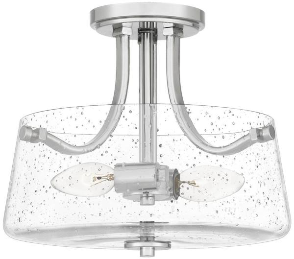 Quoizel QZ-HOLLISTER-SF-PN Deckenleuchte Hollister E27 60W Stahl, Glas; Nickel poliert B:31. 3cm Ø31. 3cm dimmbar