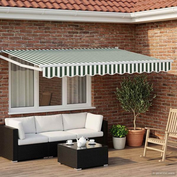 vidaXL Manuelle Gelenkarmmarkise mit LEDs Grün und Weiß 3 x 2,5 m 3419264