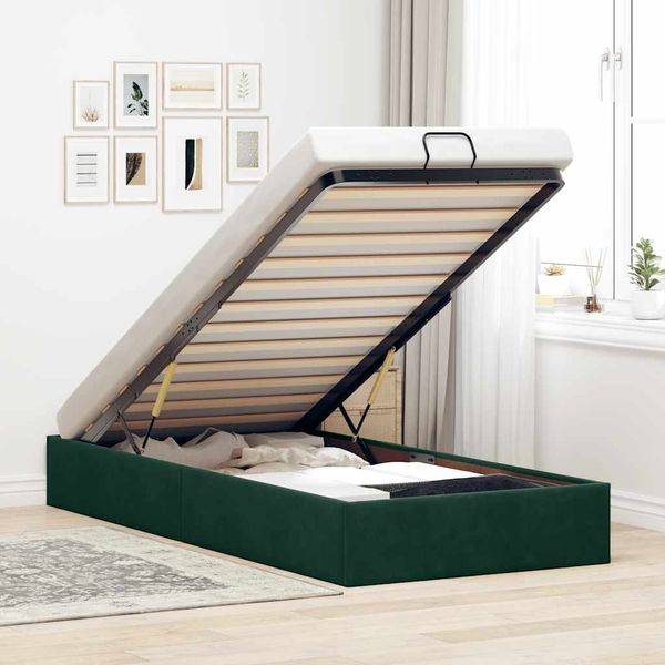 vidaXL Ottoman-Bett ohne Matratze Dunkelgrün 90x190 cm Samt 3310934
