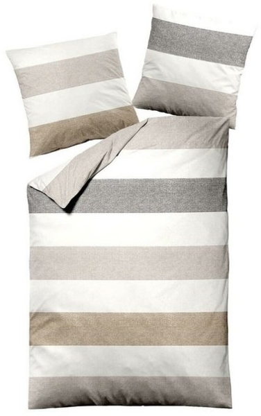 TRAUMSCHLAF Bettwäsche Melange Streifen Natur, Biber, 2 teilig, Biberbettwäsche weich und kuschelig Bild 4