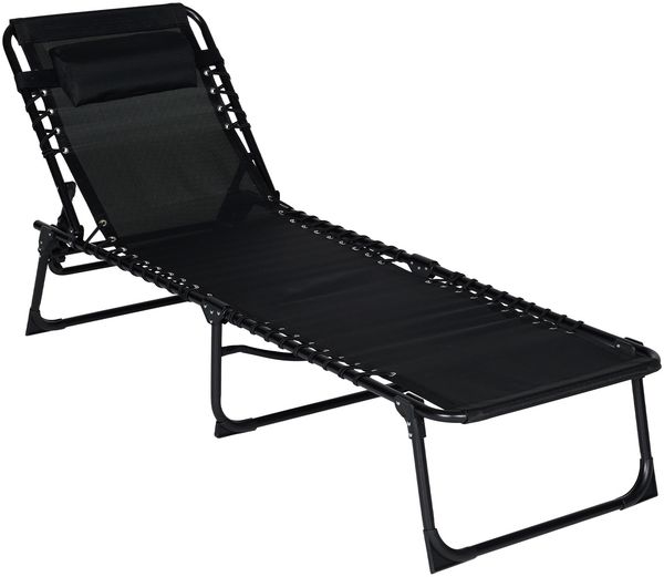 Brixy Sonnenliege - Faltbar - Inklusive Kopfkissen - Sonnenliege - Liege - verstellbar - Garten - Wetterfest - Anthrazit