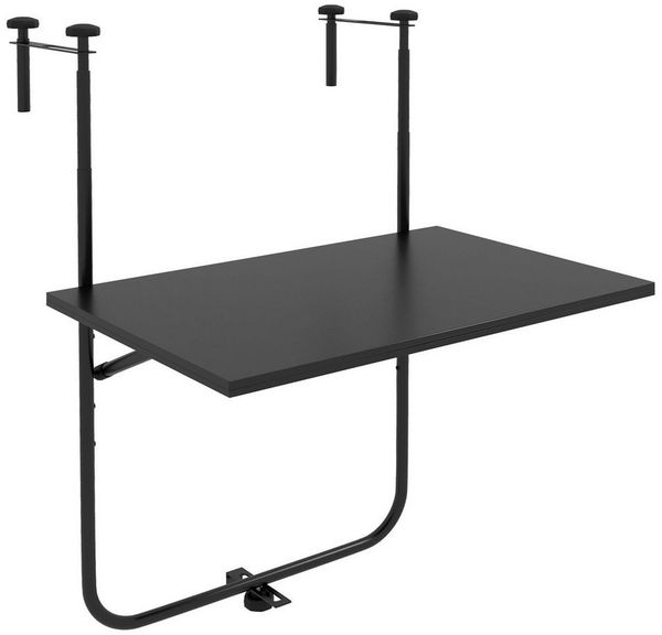 Outsunny Balkonhängetisch 3-fach höhenverstellbarer Balkontisch zum Einhängen (Terrassentisch, 1-St, Hängetisch), für Garten, Metall, 62 x 60 x 85,5 cm, Schwarz