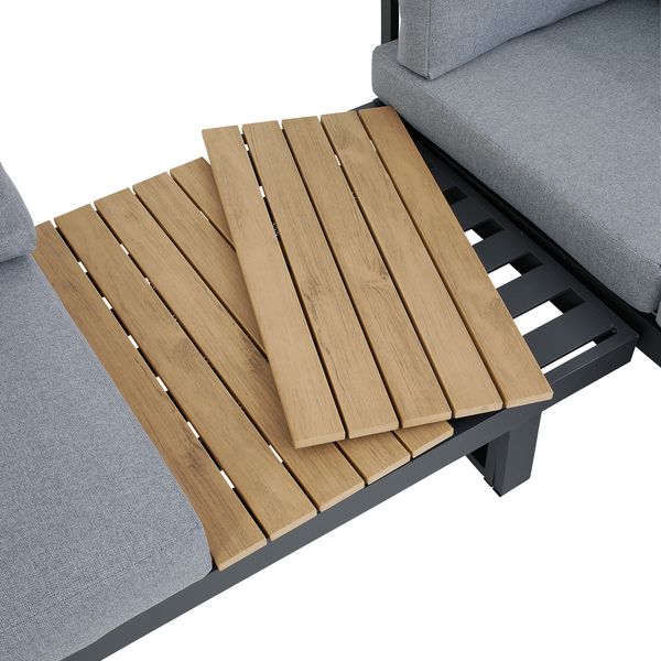 Greemotion 'San Jose' Loungegruppe, Aluminium/Teakholz/Polyester, grau Bild 6