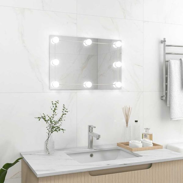 vidaXL Wandspiegel mit LED-Beleuchtung Rechteckig Glas 3078637