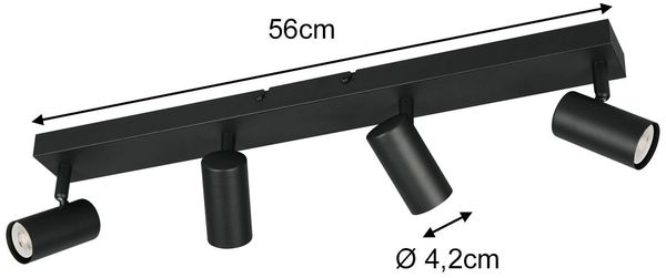 Deckenstrahler TARYN Schwarz 4-flammig, Breite 56cm Bild 4