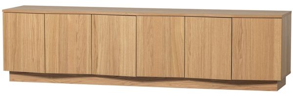 TV Board Zuma aus Eichenholzfurnier, skandinavischer Stil, 200 cm, natur, mit Push-to-Open-System