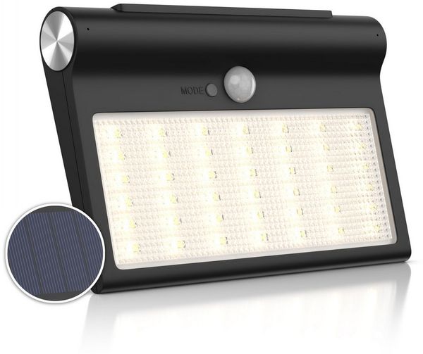 Brandson LED Solarleuchte Solar Sicherheits-/Außenlampe, 84 SMD LEDs, PIR-Sensor, 3 CCT, IP54, Ein-/Ausschalter, Nachtlichtfunktion, mehrere Helligkeitsstufen, LED fest integriert, Extra-Warmweiß, Neutralweiß, Kaltweiß, 1500 mAh Akku, Solarpanel, 280 L...