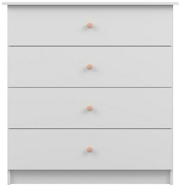 Deine Möbel 24 Kommode OSCAR 95 cm breit Sideboard mit 4 Schubladen (Set, 4 St, ganz in Weiß / Cashmere, Griffe: Rosa / Anthrazit OSCAR-Kollektion), Kinderzimmer Jugendzimmer Jungenzimmer Mädchenzimmer Schlafzimmer