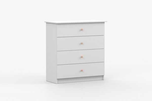 Deine Möbel 24 Kommode OSCAR 95 cm breit Sideboard mit 4 Schubladen (Set, 4 St, ganz in Weiß / Cashmere, Griffe: Rosa / Anthrazit OSCAR-Kollektion), Kinderzimmer Jugendzimmer Jungenzimmer Mädchenzimmer Schlafzimmer Bild 2