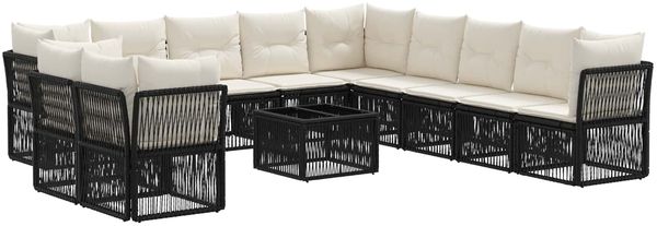 vidaXL Gartensofa-set 12 pcs Schwarz Poly-Rattan 3434278