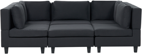 Beliani 'Unstad' Sofa, Schwarz, Leinenoptik, 72 x 76 x 228 cm, mit Ottomane, U-Form