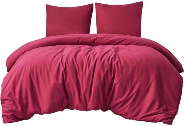 Bettwäsche Set 200x200 Rot Mikrofaser 3tlg Reißverschluss