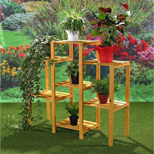 Melko Blumenständer Blumenpodest Blumenregal Blumentreppe Holz ver. Farben Pflanzregal (Stück), Klassische Konstruktion