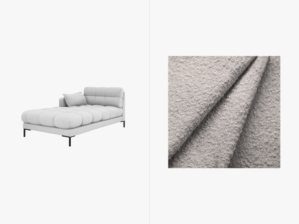 Micadoni Recamiere Mamaia 1-Sitzer Links Boucle Baloo Hellgrau schwarze Beine