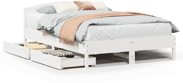 vidaXL Massivholzbett ohne Matratze Weiß 160x200 Kiefernholz 3301822