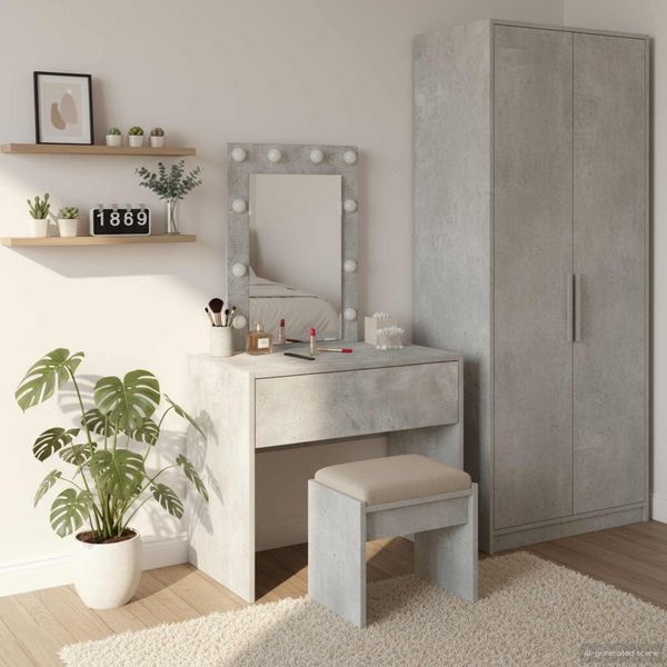 Schminktisch, Frisiertisch mit Schubladen Grau 60 x 40 x 70 cm Holzwerkstoff
