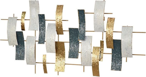 Metall Wanddekoration "Ilse" 120 cm creme/blau/gold