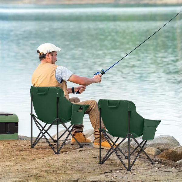 Sunula 2er Set Campingstuhl Faltbar Angelstuhl Klappsessel mit Tragetasche für Garten, mit Tragetasche, Klappstuhl bis max. 100 kg, Grün