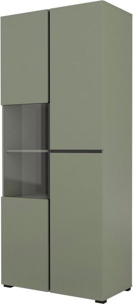 INOSIGN Vitrine Cross, Höhe 183,5 cm, moderne grifflose Standvitrine mit 3 Türen Hochschrank mit viel Stauraum, Glastür und verstellbaren Einlegeböden