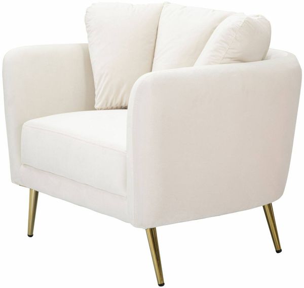 Dmora Sessel Foster, Gepolsterter Sitz, Einzelsofa im Wohnzimmer, Stuhl mit Armlehnen, 88x77 h74 cm, Creme und Gold Bild 5