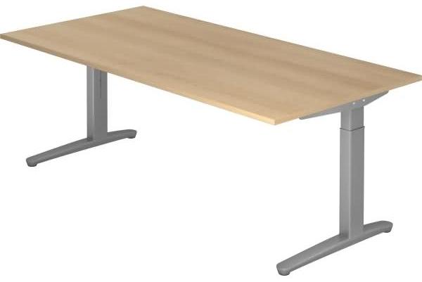 'XB2E' Schreibtisch C-Fuß 200x100 cm Eiche Silber