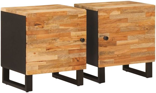 vidaXL Nachttisch 2 pcs Braun 40 x 33 x 46 cm Massivholz Mango 4018293