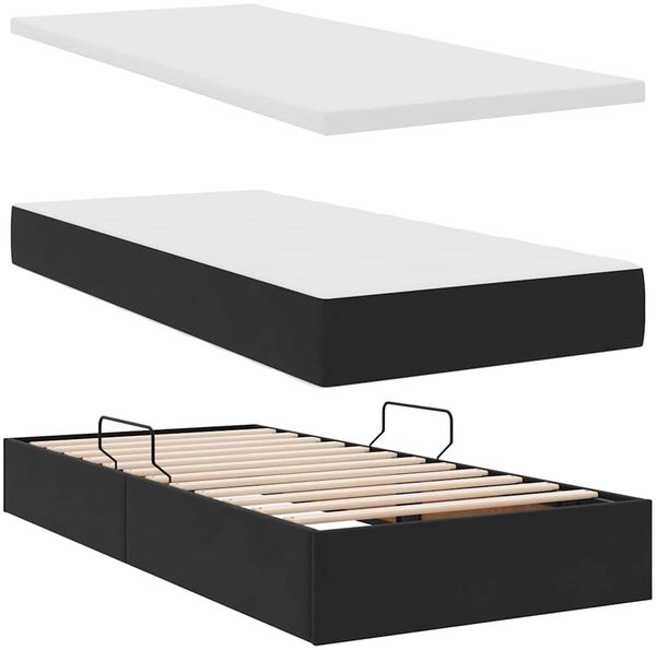 vidaXL LED-Speicherbett mit Matratze Schwarz 90 x 200 cm Samt 3371369 Bild 9
