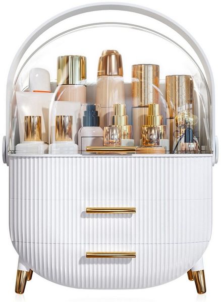 POPOLIC Make-Up Organizer Kosmetikbox mit sichtbarer Oberlicht-Schichtschublade