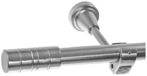 BASIT Gardinenstange Edelstahloptik 20mm mit Wandträgern 120 cm E34, Ø 20 mm, 1-läufig, verschraubt, Metall, H50R 120 cm E34 Zylinder