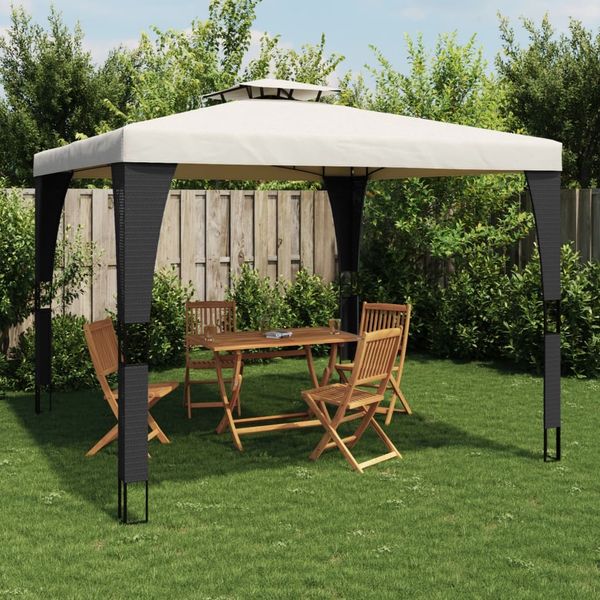 vidaXL Pavillon mit Doppeldach Creme 2,98x2,98 m Stahl 368440