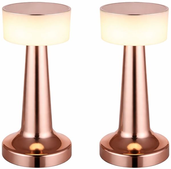 2er Set LED Tischleuchte, dimmbar, USB, kupfer, H 21,5 cm