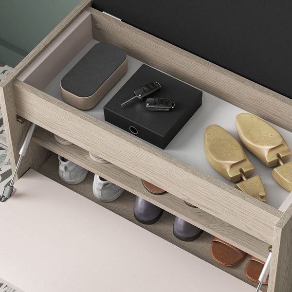 Lomadox Garderoben-Set VITTORIA-131, (Spar-Set, 4-St, Wandpaneel Schuhbank Spiegel Schuhschrank), in Kaschmir mit Eiche