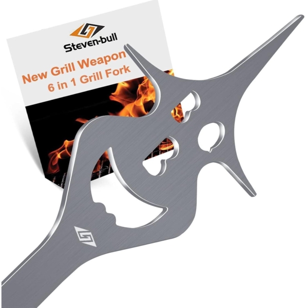 Fleischgabel, 6 in 1, Edelstahl Silber, 35 cm