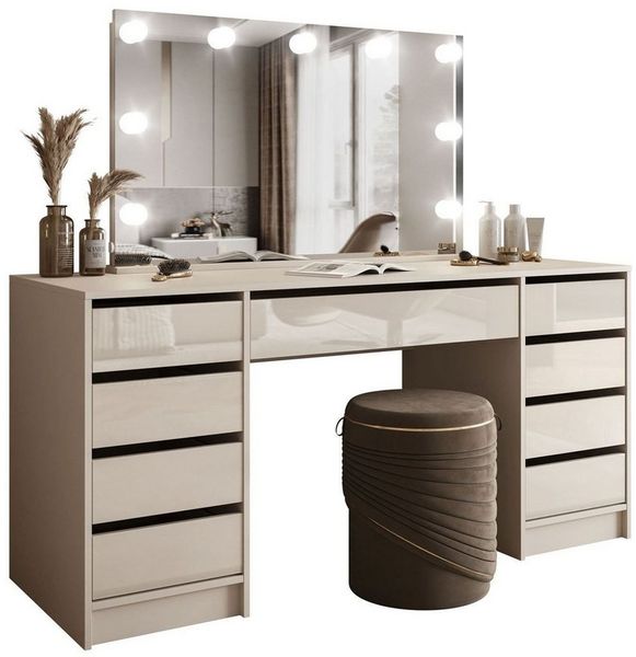 yourhouse24 Schminktisch Hollywood MADI DOUBLE ELITE inkl. dimmbarem LED-Spiegel (152 cm)